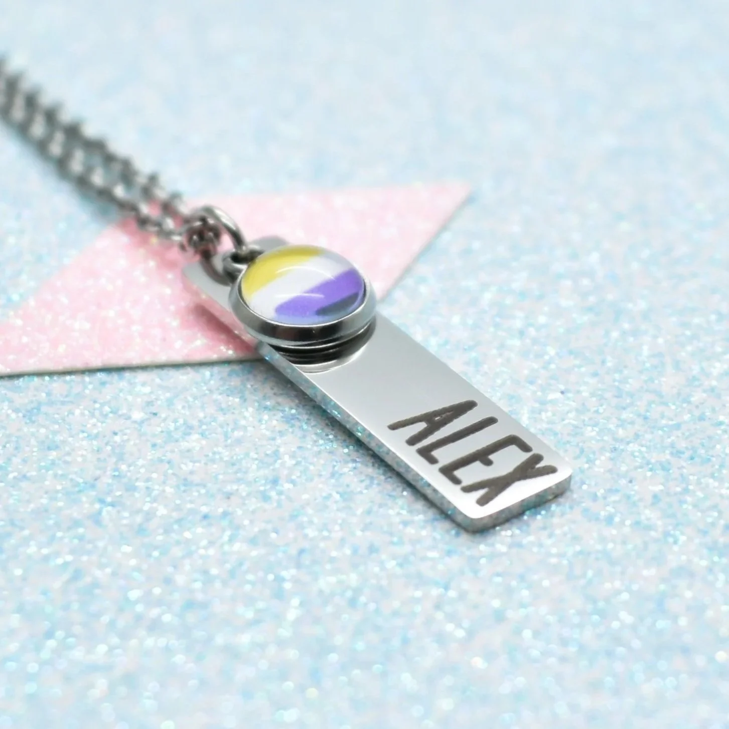non-binary pride necklace