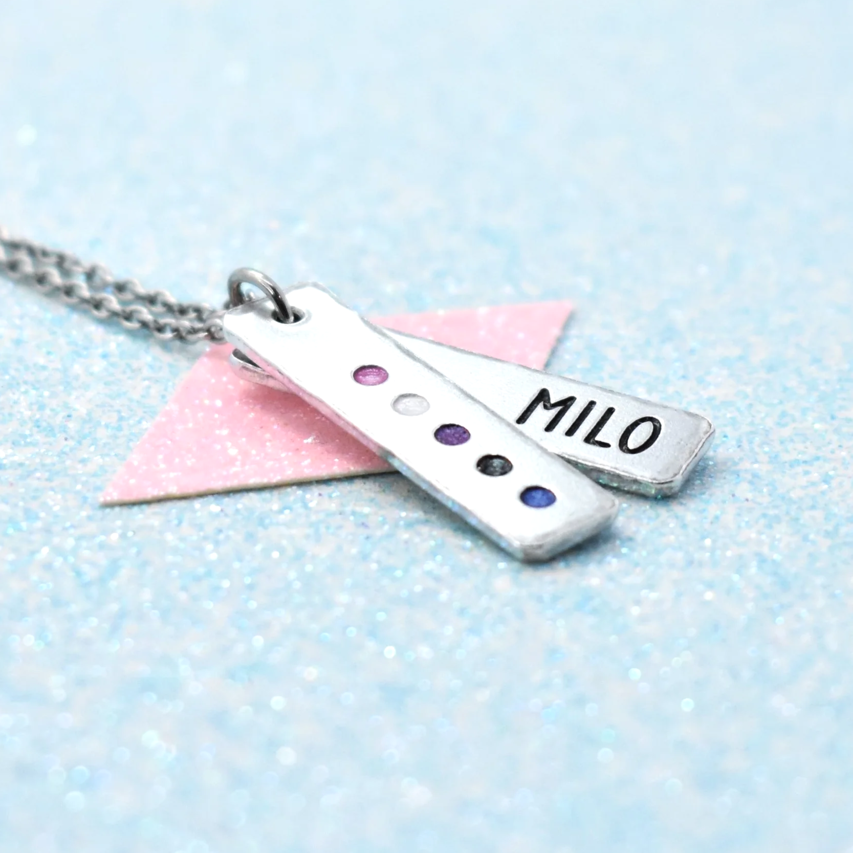 Custom engraved genderfluid pride necklace with name pendant
