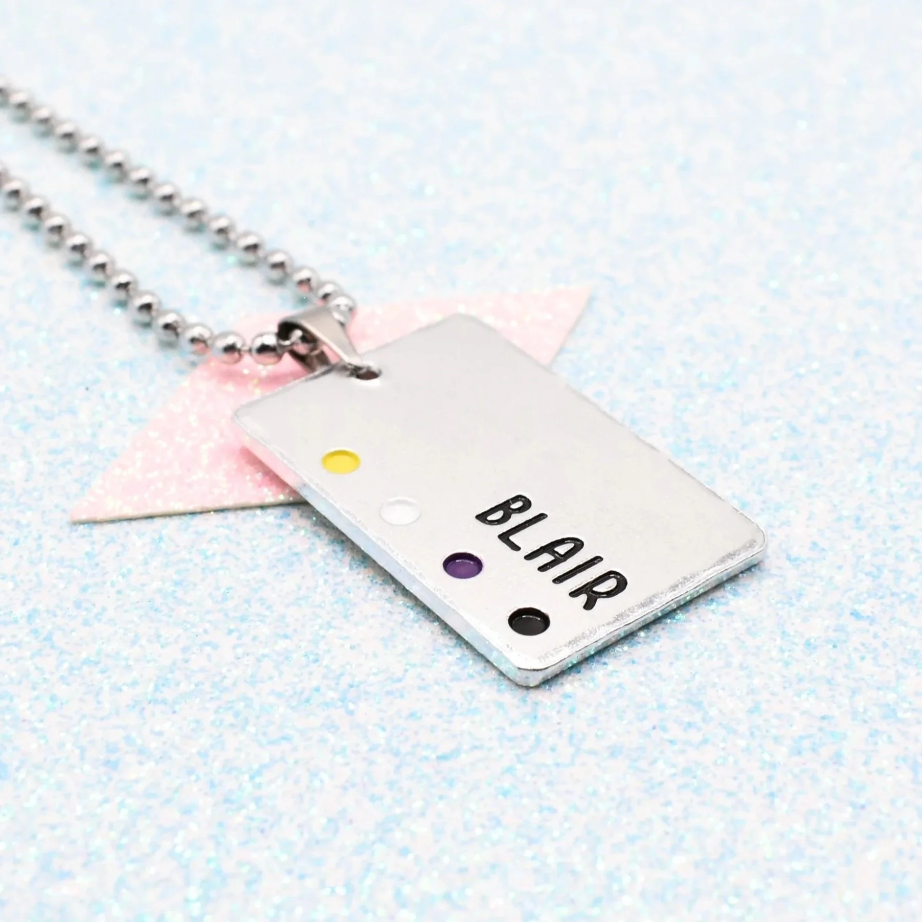 Personalised non-binary jewellery with custom name option