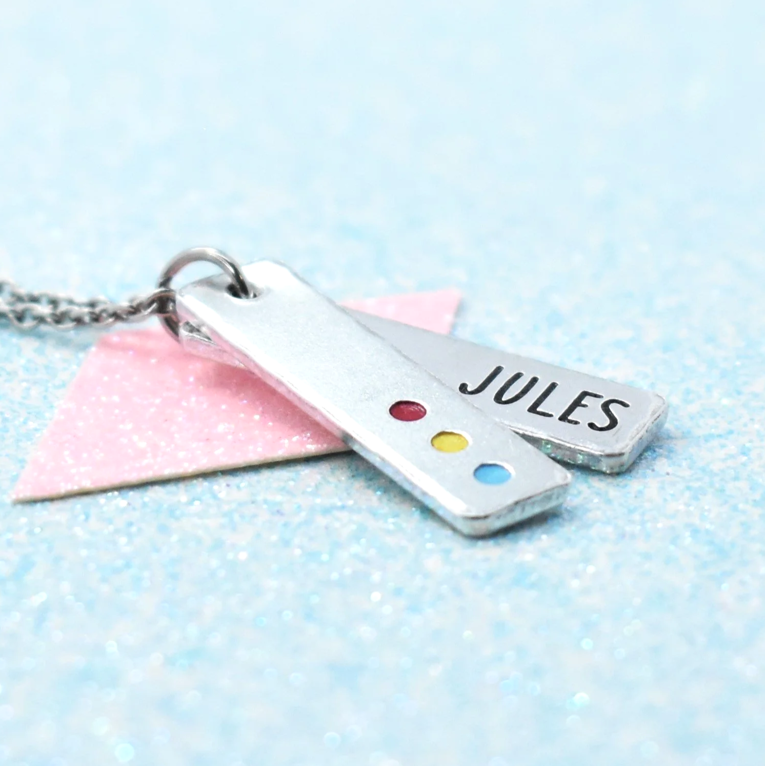 "Personalised pansexual pride necklace with enamel design"