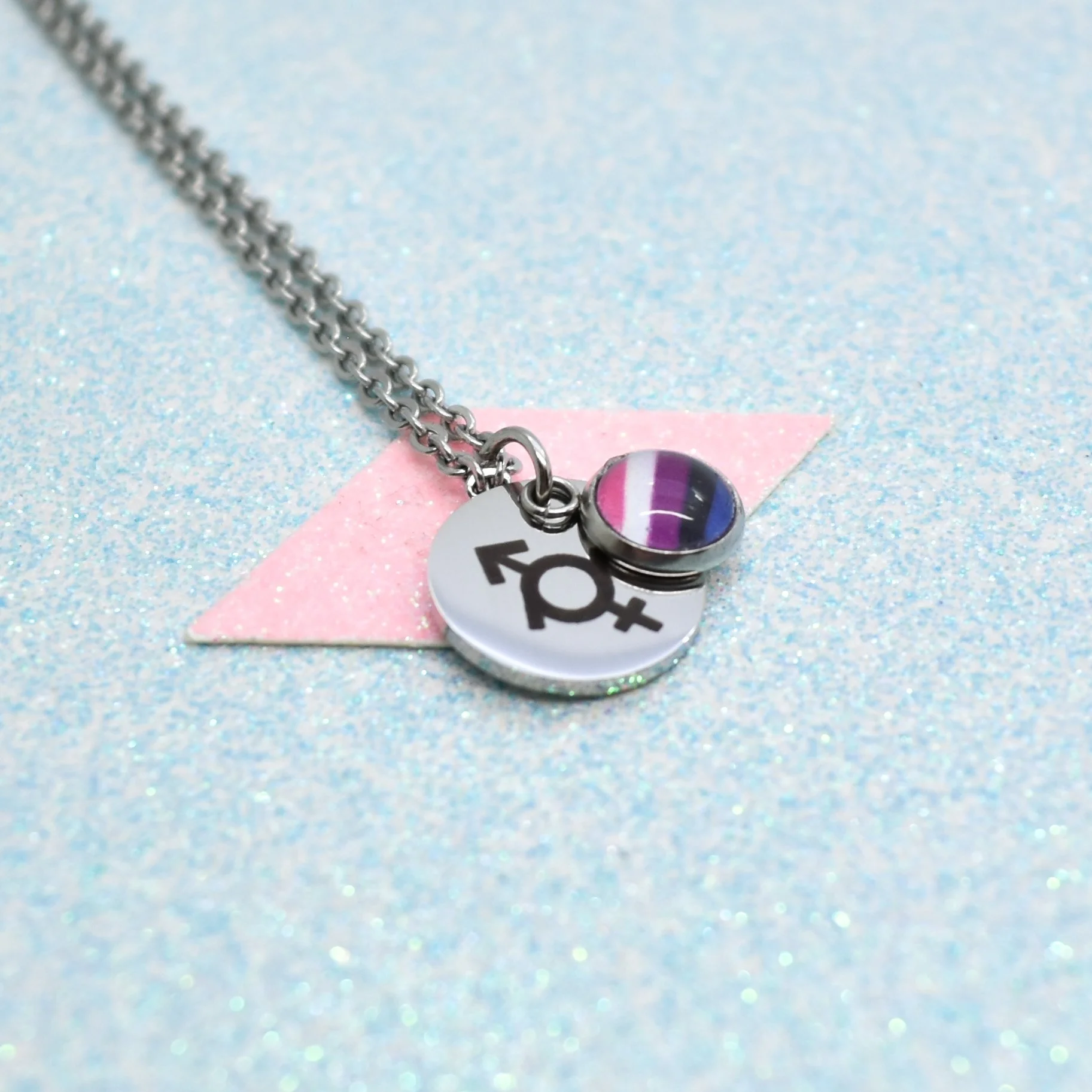 genderfluid jewellery with pride flag