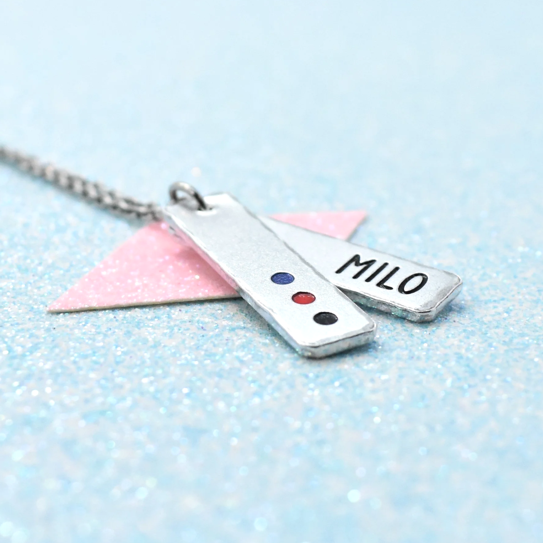 Custom engraved polyamory pride necklace with name pendant
