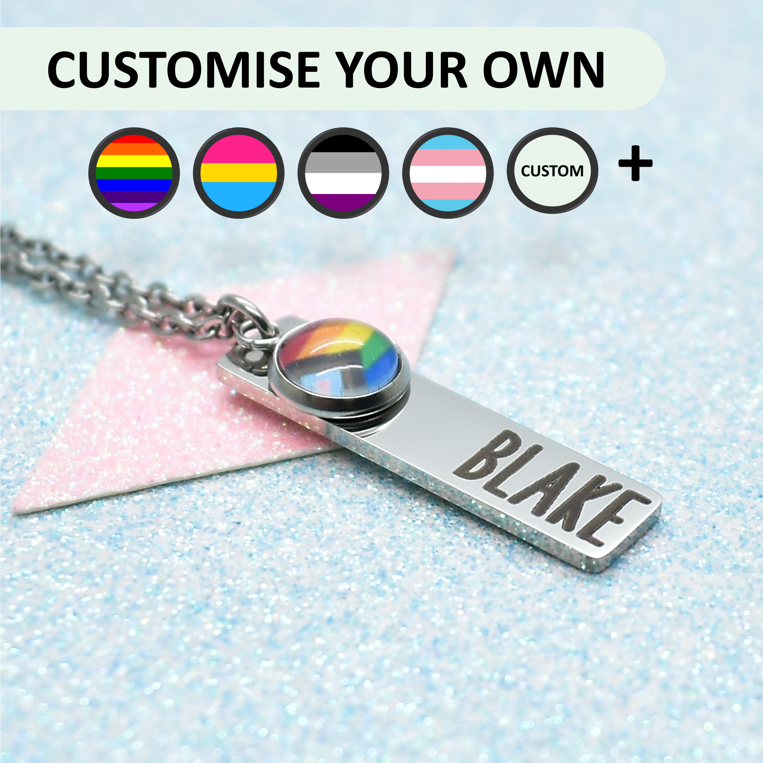 personalised pride flag necklace