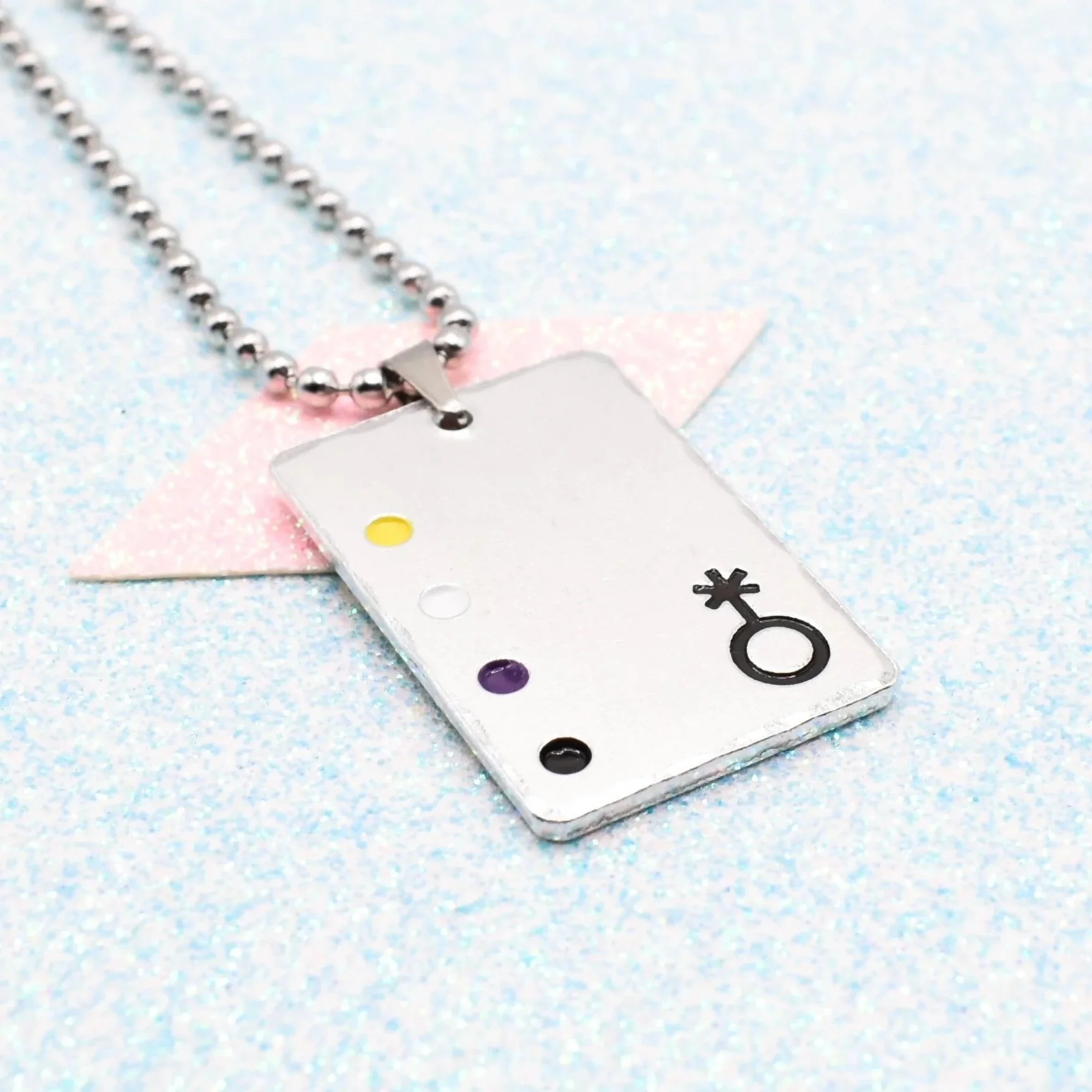 Non-binary pride necklace with non-binary flag colours enamelled