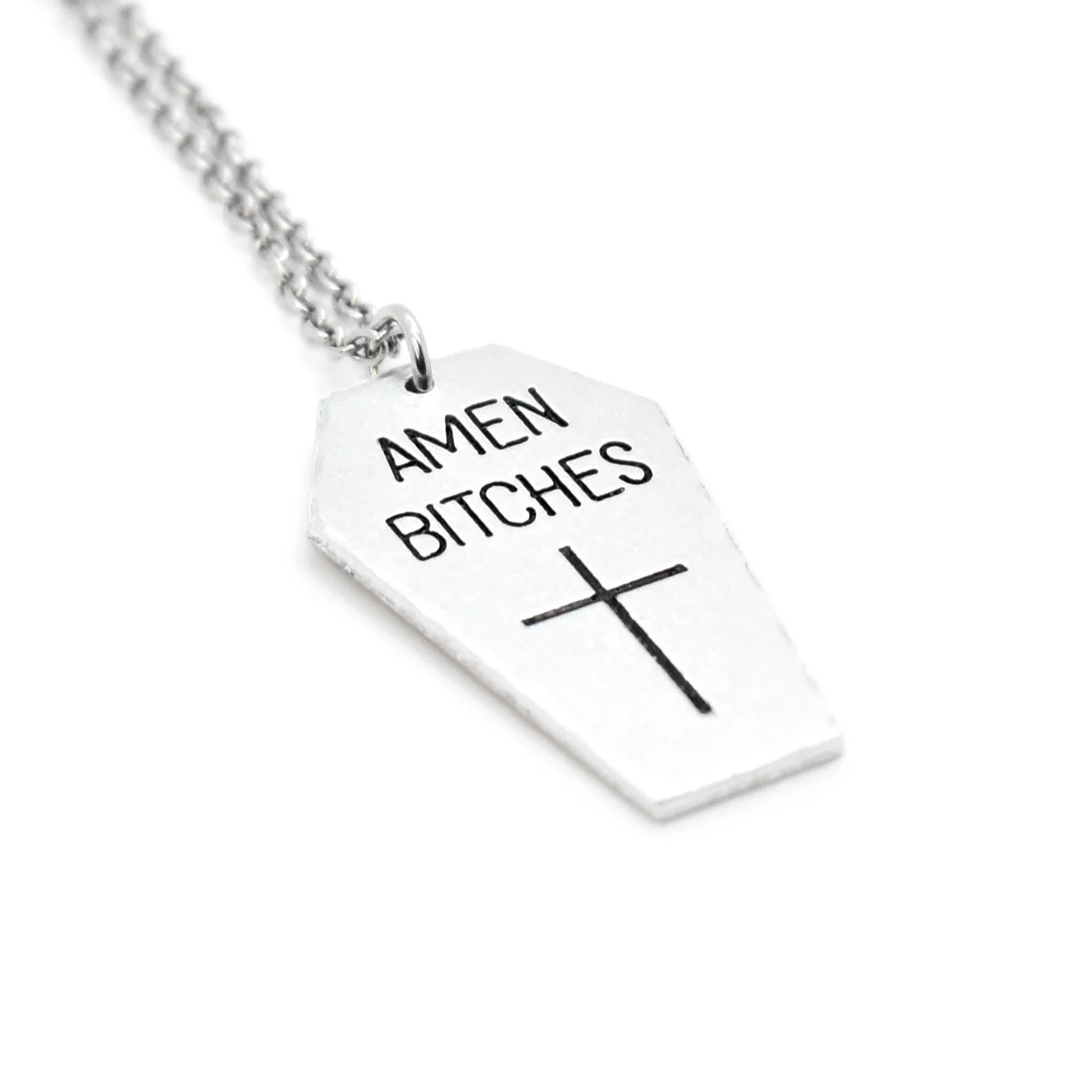 gothic coffin necklace cross engraving alternative style