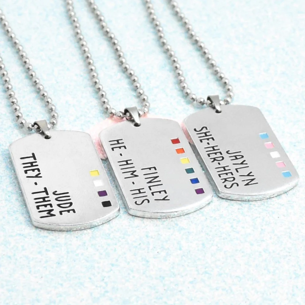 LGBTQ+ identity jewellery with name personalisation