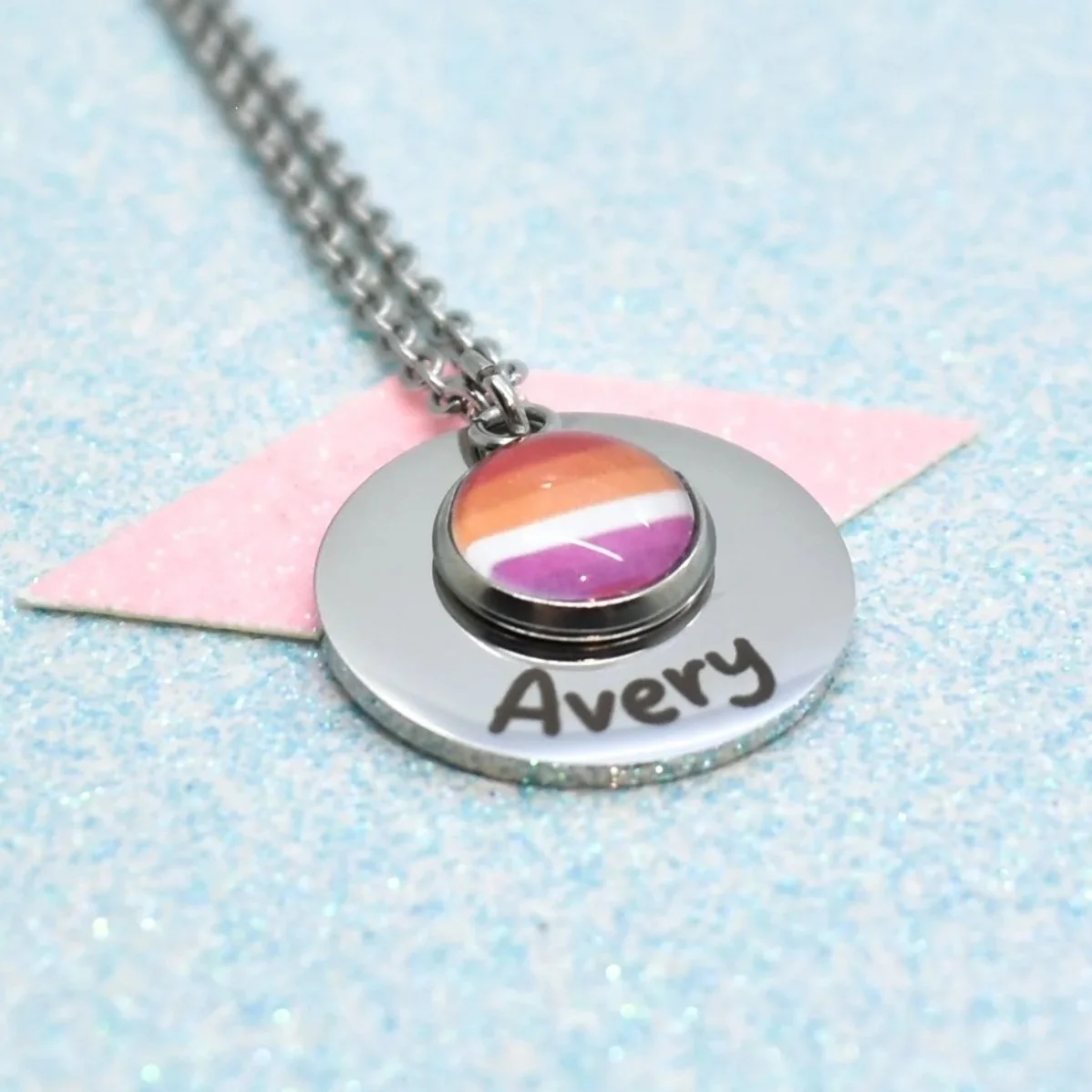 lesbian flag pendant LGBTQ+ custom jewellery