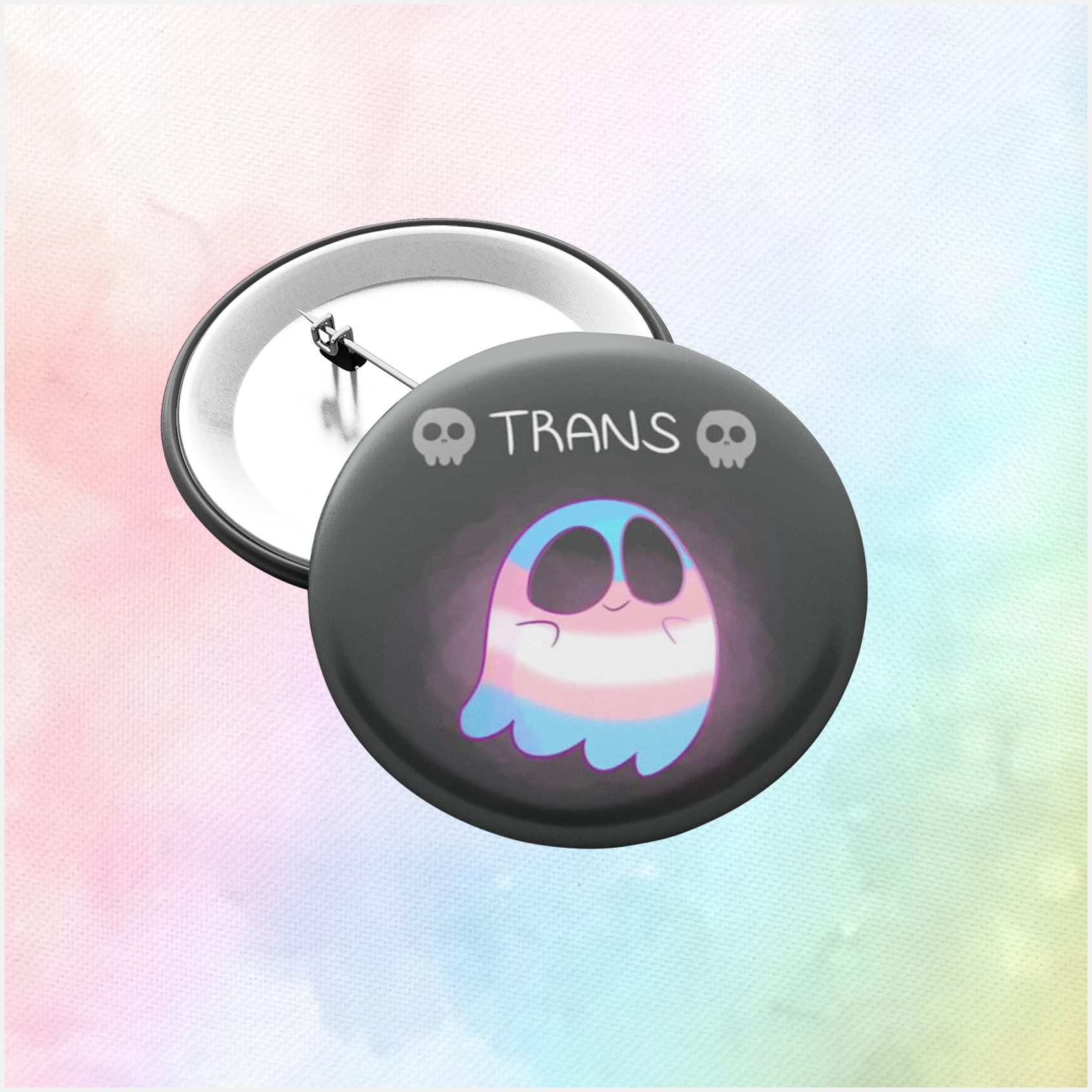 transgender pride ghost pin badge