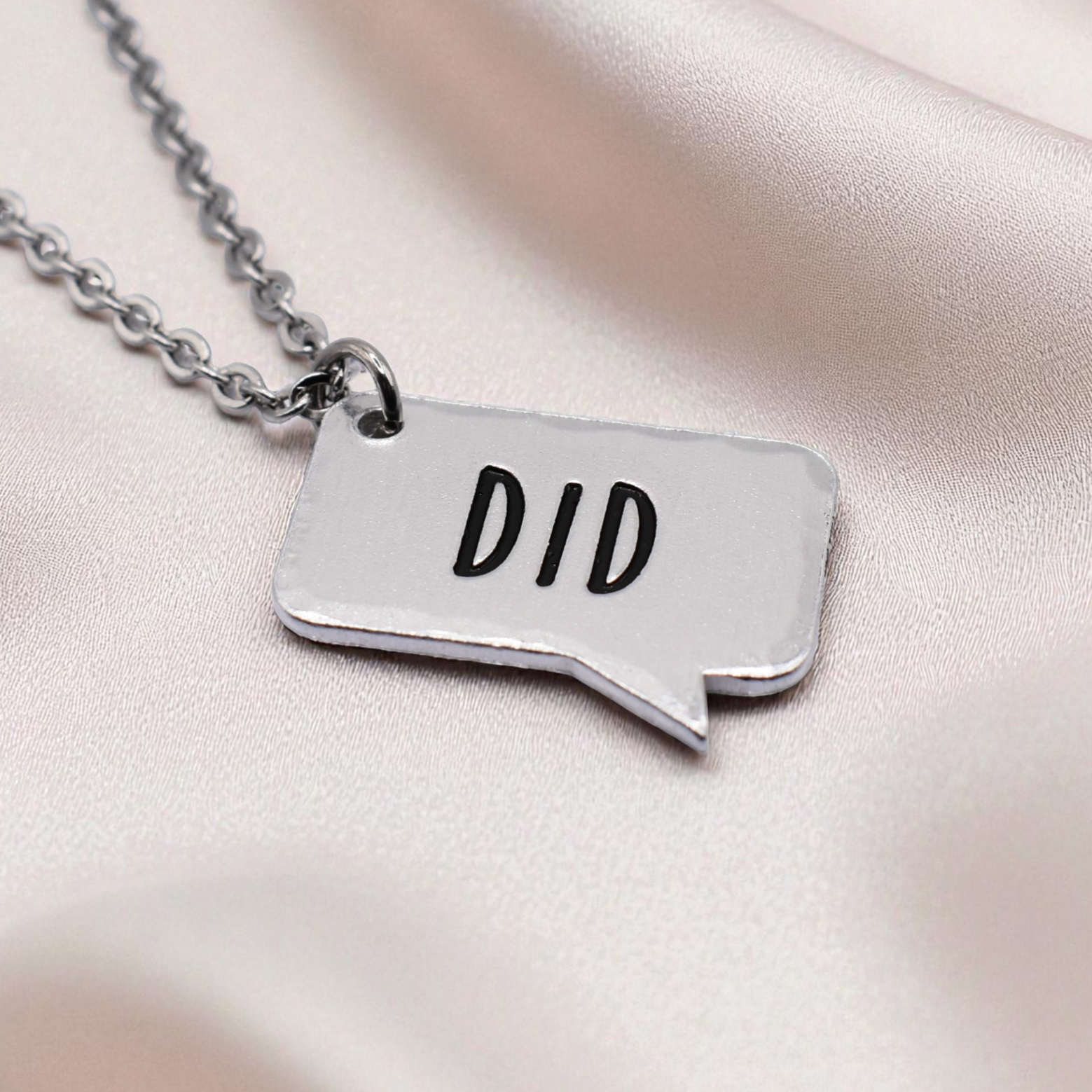 DID necklace – hand stamped speech bubble pendant for dissociative identity disorder awareness