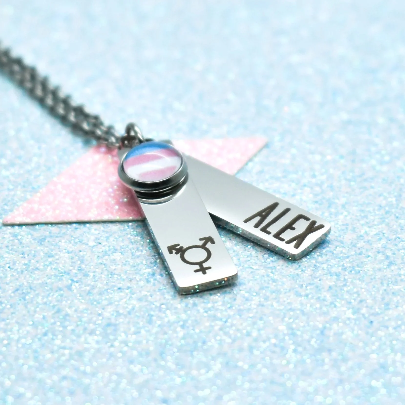personalised transgender pride necklace