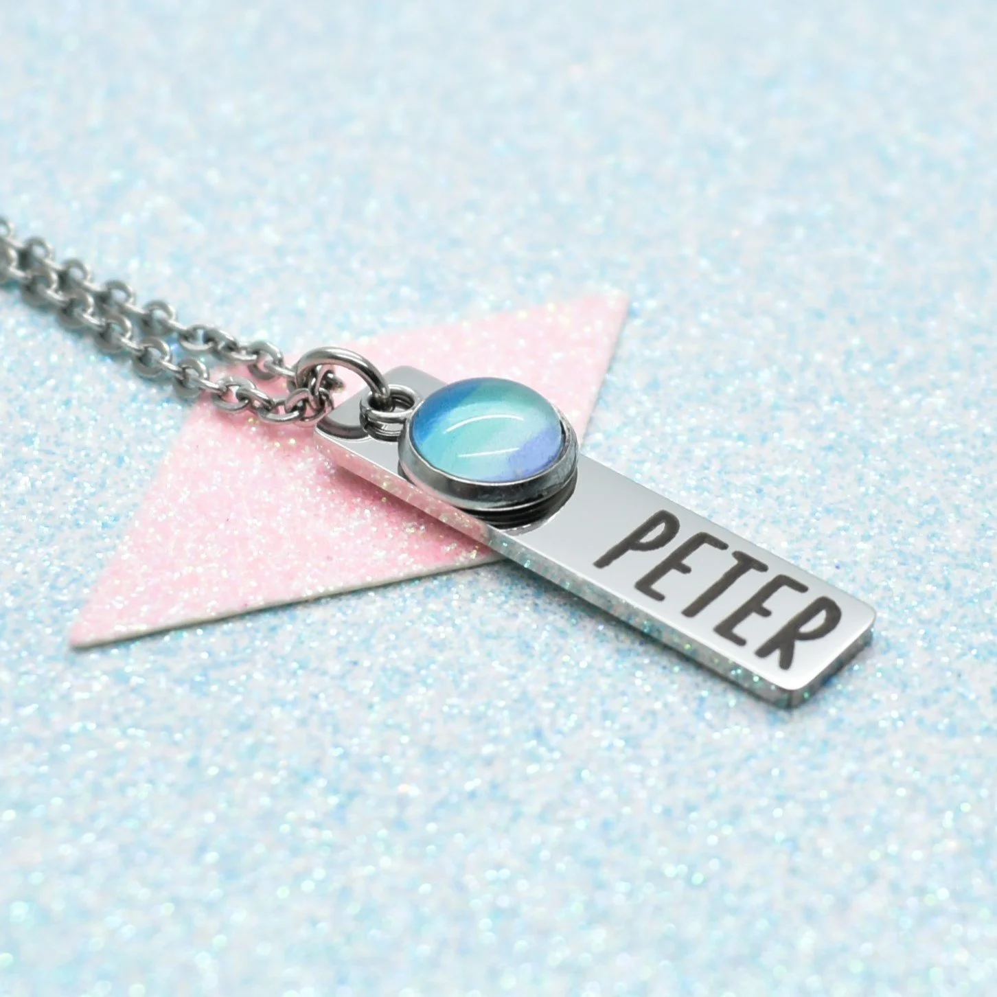 Personalised MLM Pride necklace with engraved name