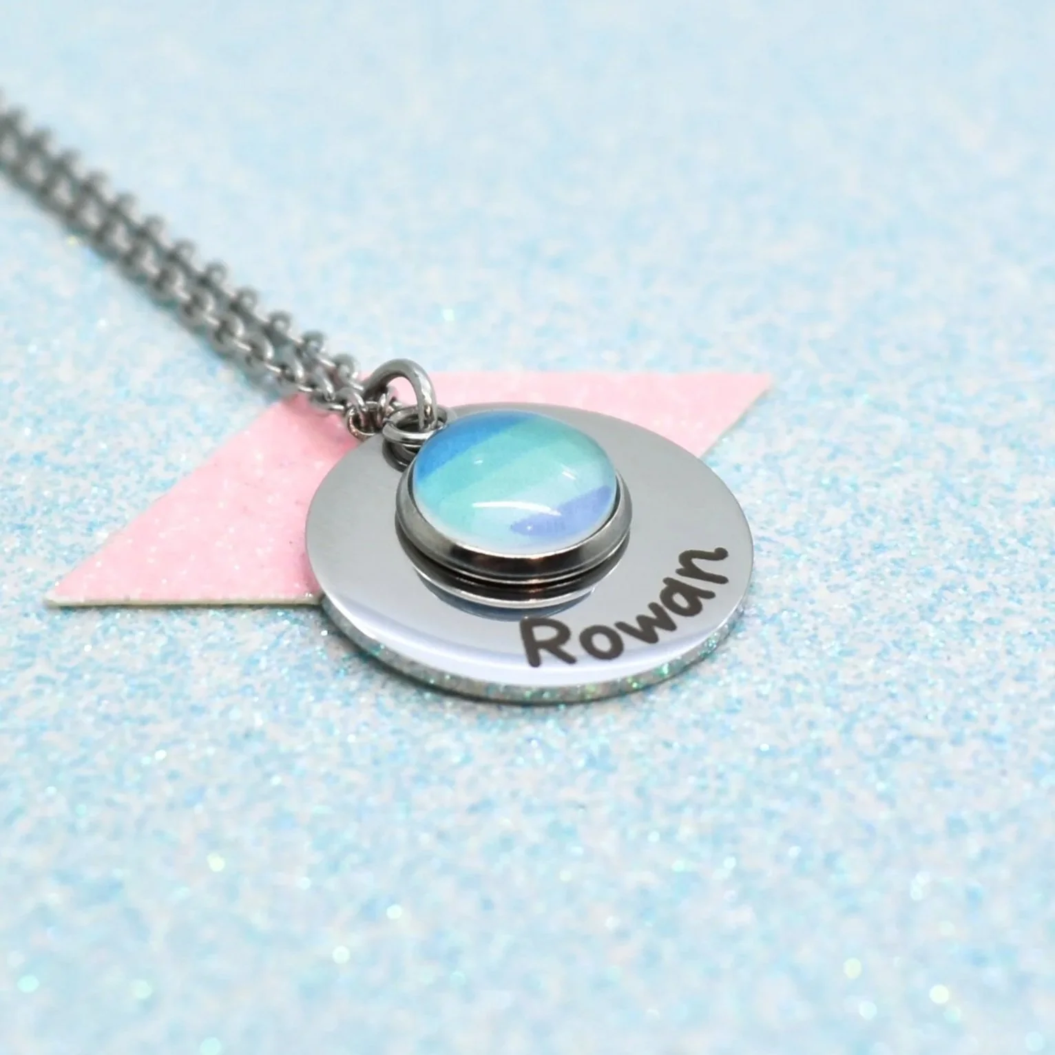 Men Loving Men Pride flag pendant in silver with custom engraving