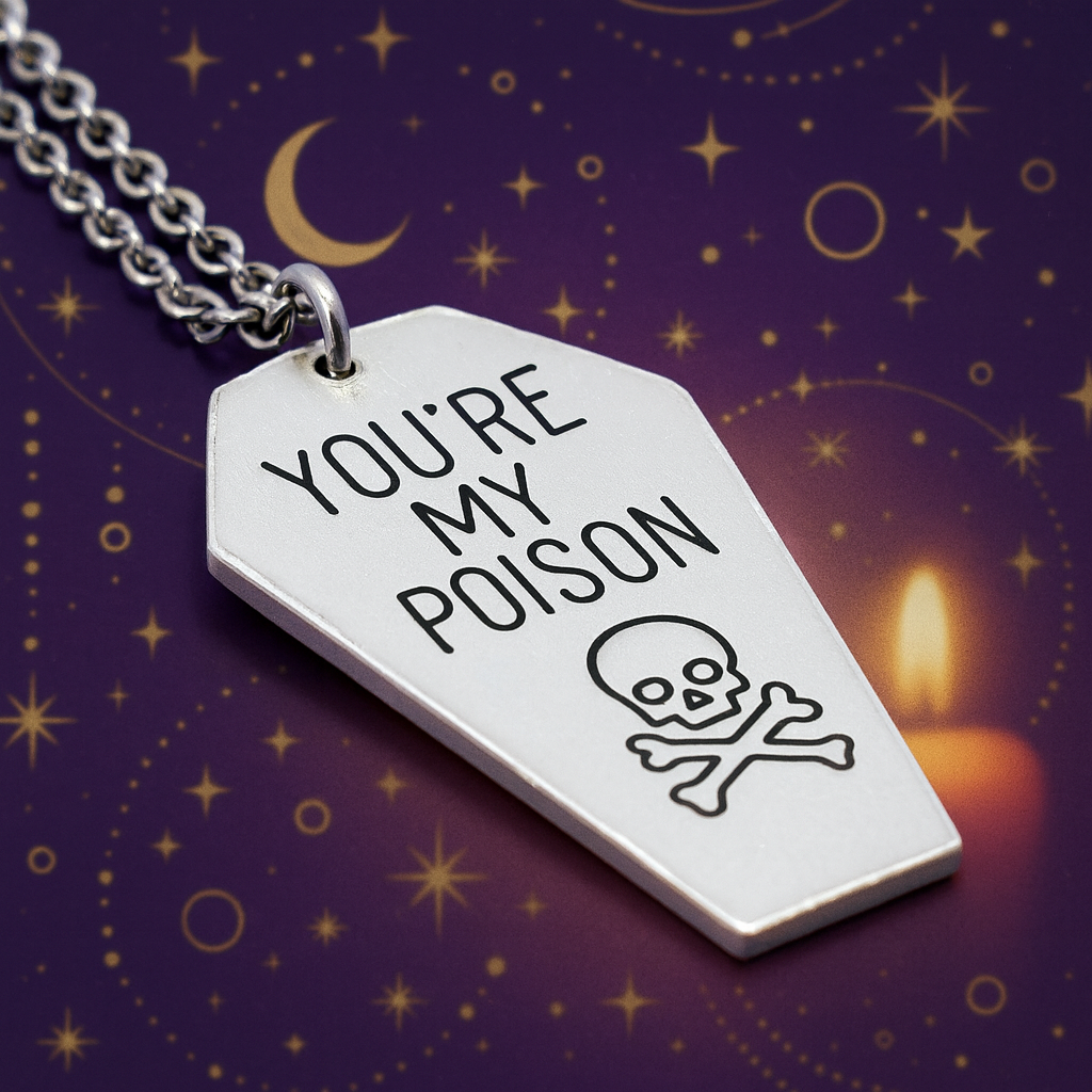 you’re my poison coffin necklace gothic skull jewellery