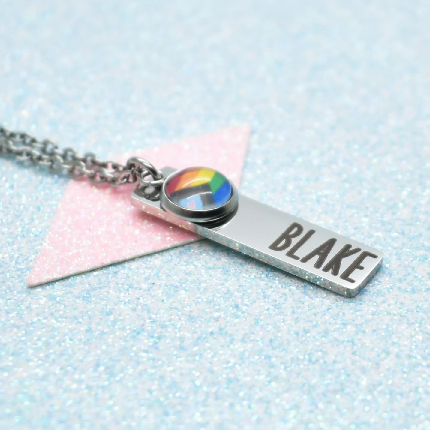 progress pride flag necklace