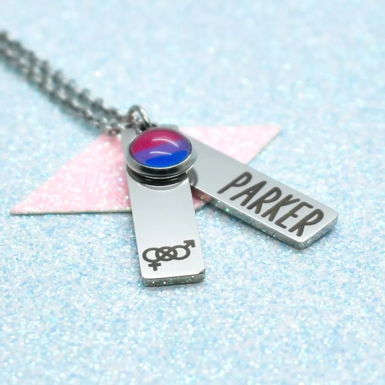 bisexual symbol double bar pendant