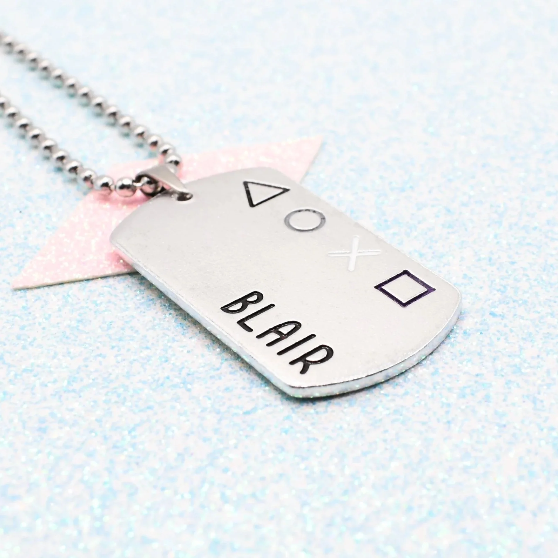 Personalised asexual pride jewellery with gamer symbols