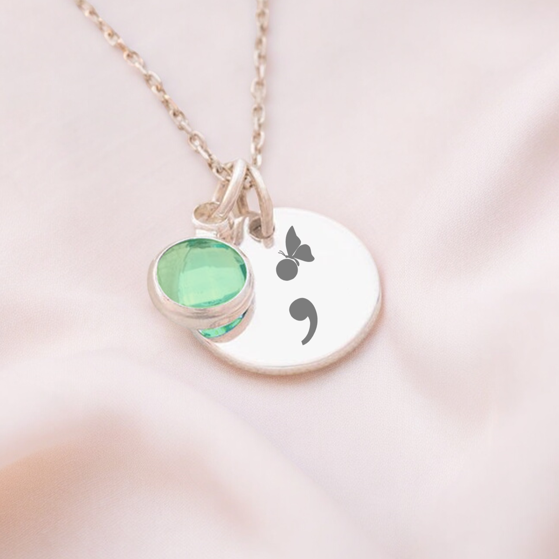 Mental Health Awareness Necklace, featuring an optional birthstone