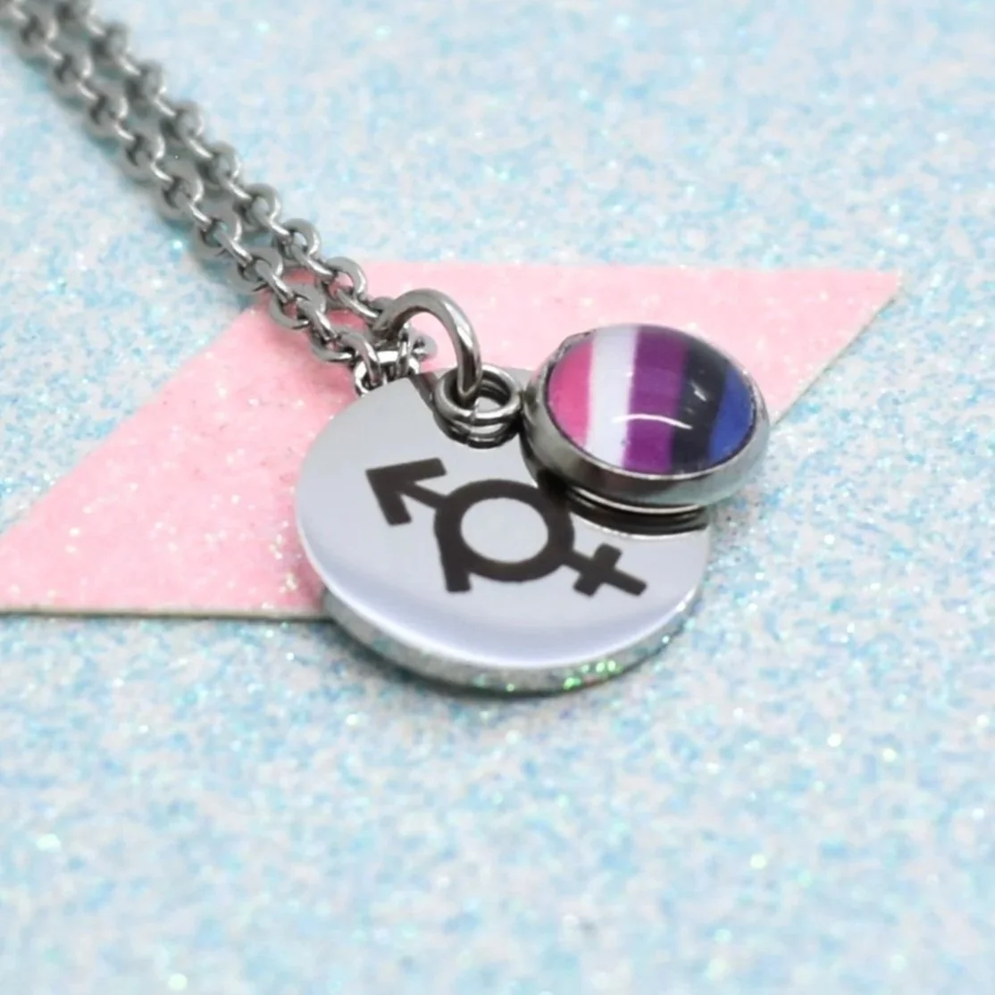 genderfluid pride symbol necklace