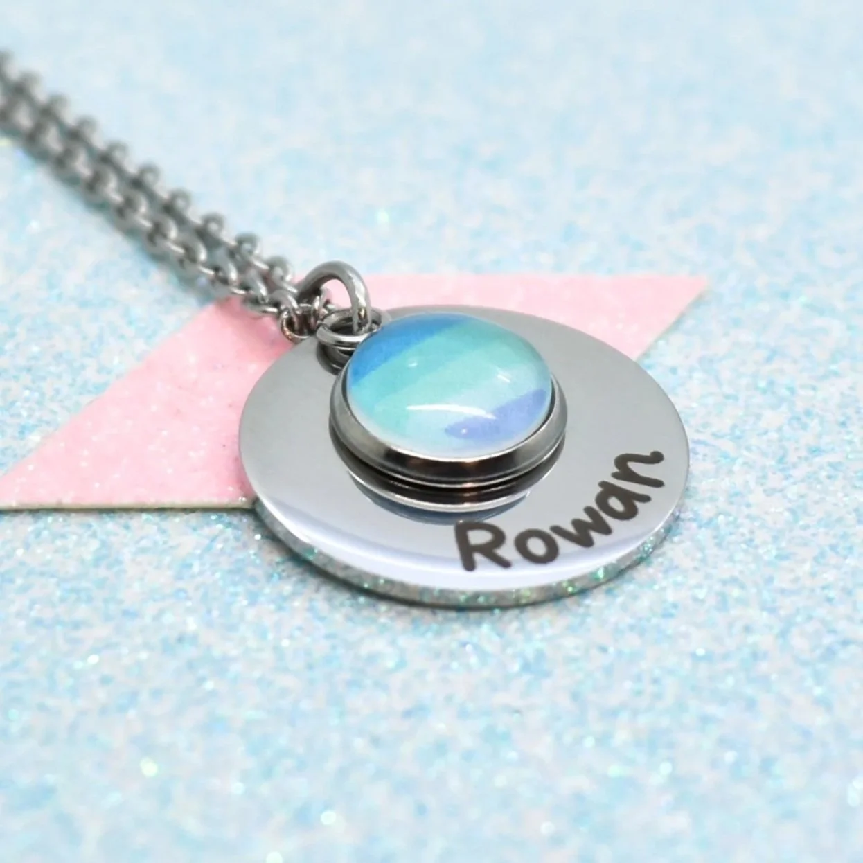 Personalised MLM Pride necklace with engraved name