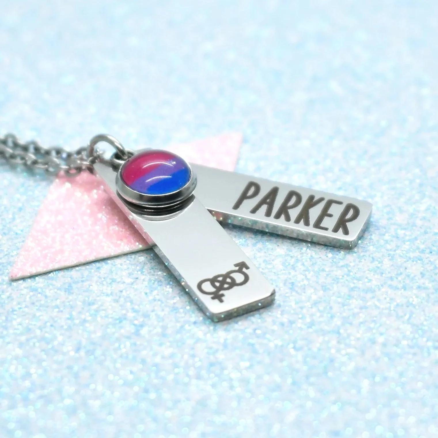 personalised bisexual pride necklace