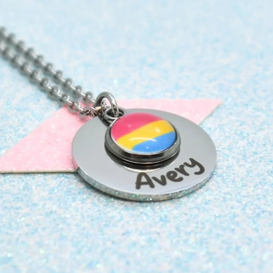 personalised pansexual necklace custom name jewellery