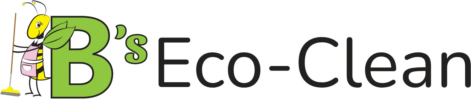 Colorful logo with a cartoon bee leaning against the letter 'B' and the words 'B's cool clean' in black text.