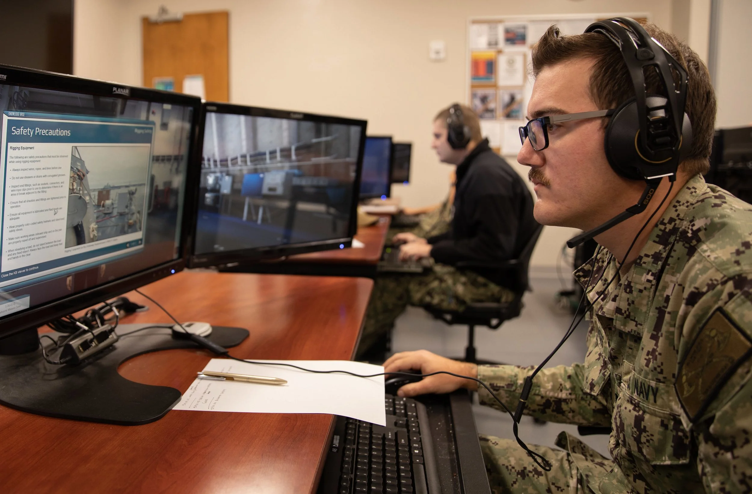 Military Student training on a Virtual Trainer