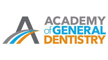 Logo for Academy of General Dentistry with a stylized letter A and a curved road design.
