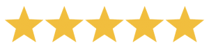 Six gold stars in a row, likely representing a five-star review or rating.