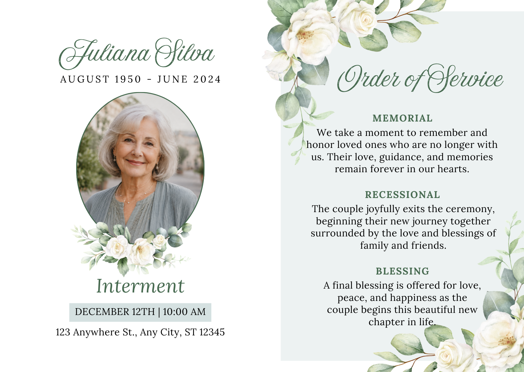 Custom Order of Service