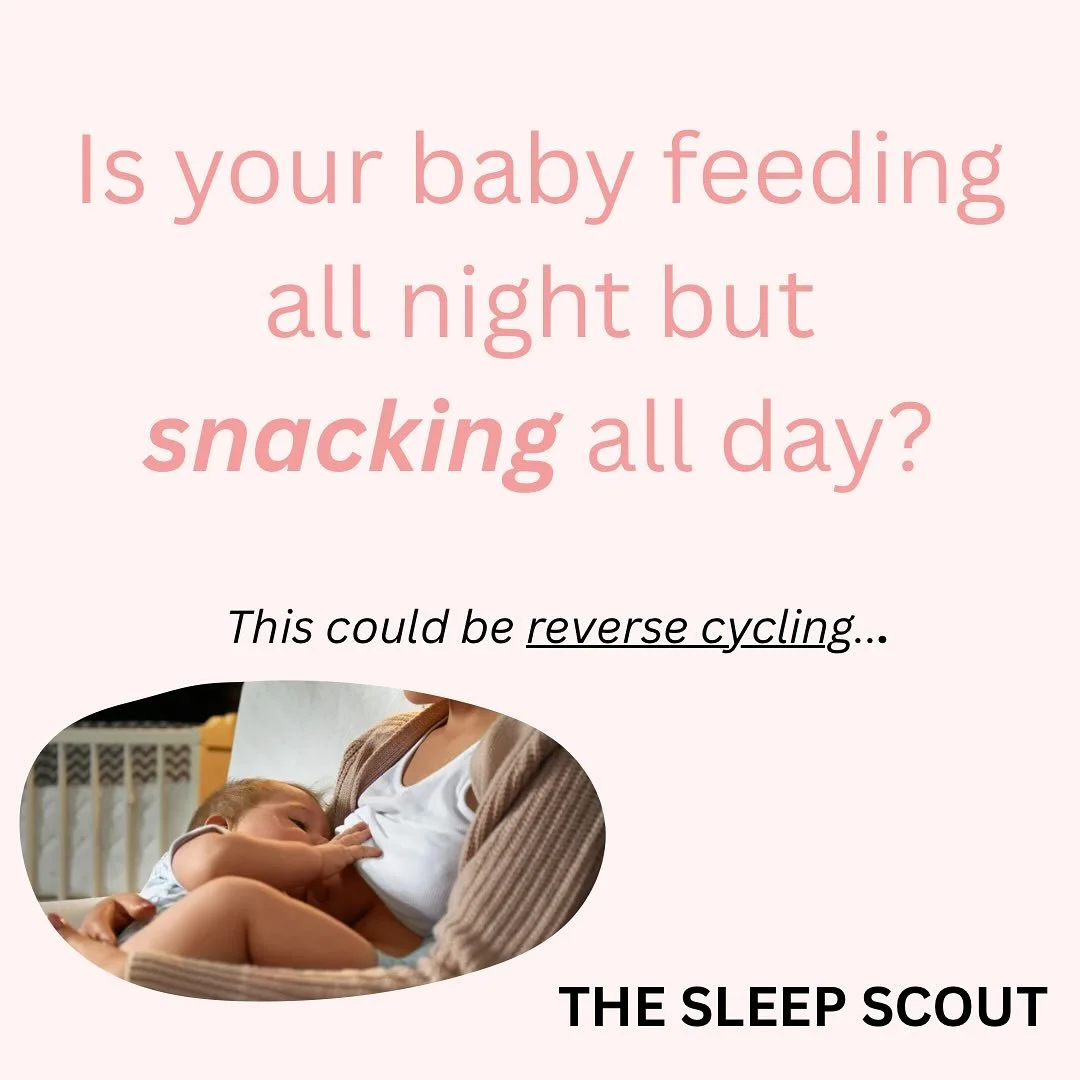 Is your baby up a lot in the night feeding but only snack feeding during the day? They may be reverse cycling. Swipe through to find out why this happens and what you could do to help. As always my DMs are always open if you have questions or pop the