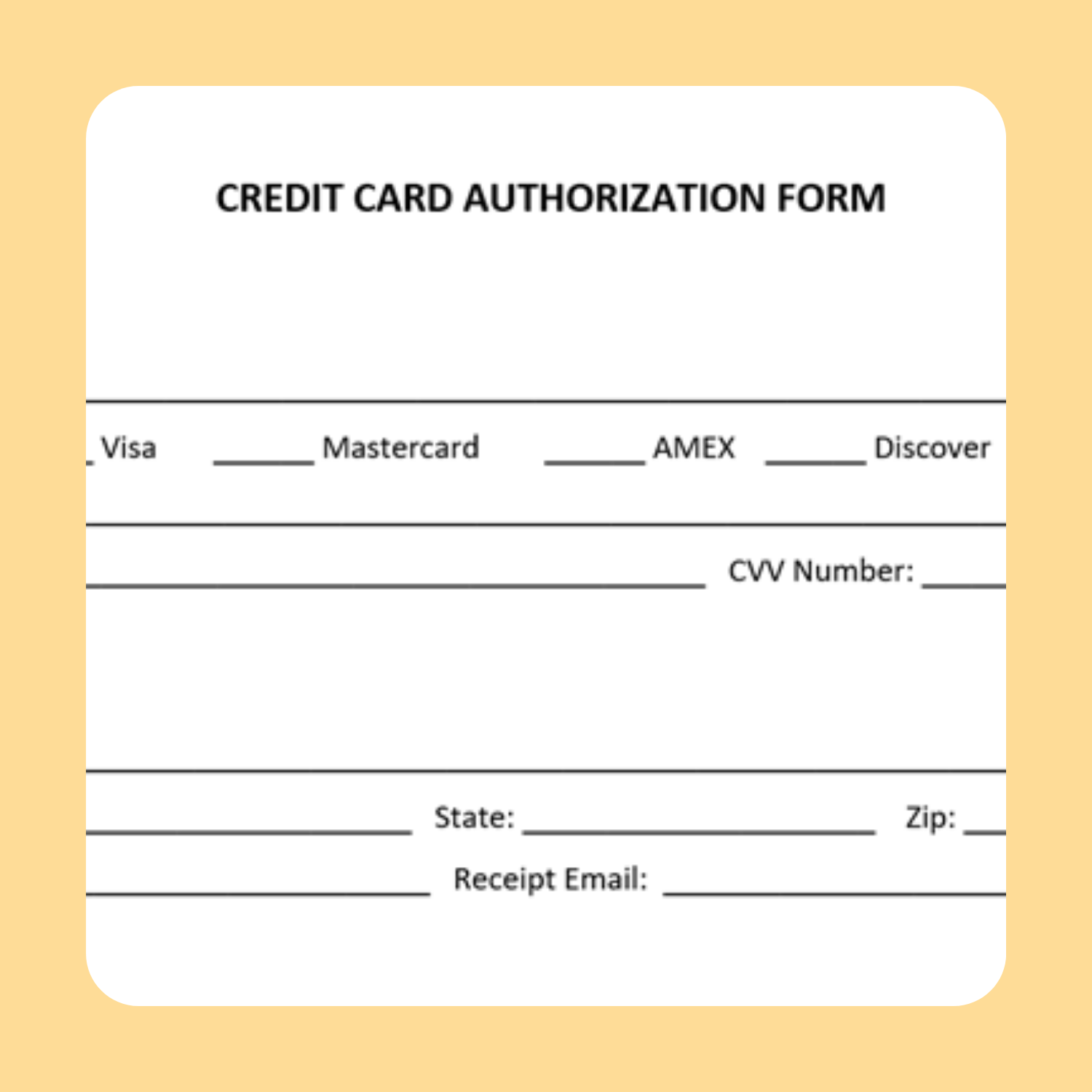 Credit Care Authorization Form