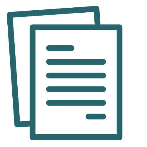 Icon of two overlapping documents or pages with lines representing text.