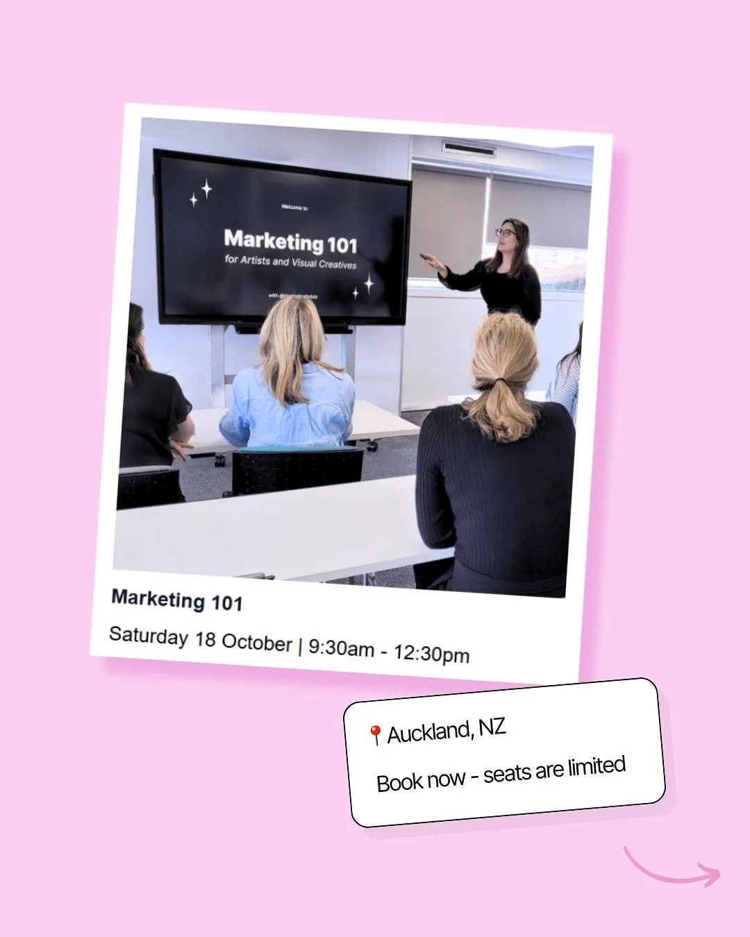 ✨ Want to grow your creative business but feel like your marketing is all over the place? ✨

This Beginner Marketing Workshop for Creatives is here to help you FINALLY put the pieces together. 

👉Whether you&rsquo;re a pottery artist, photographer, 