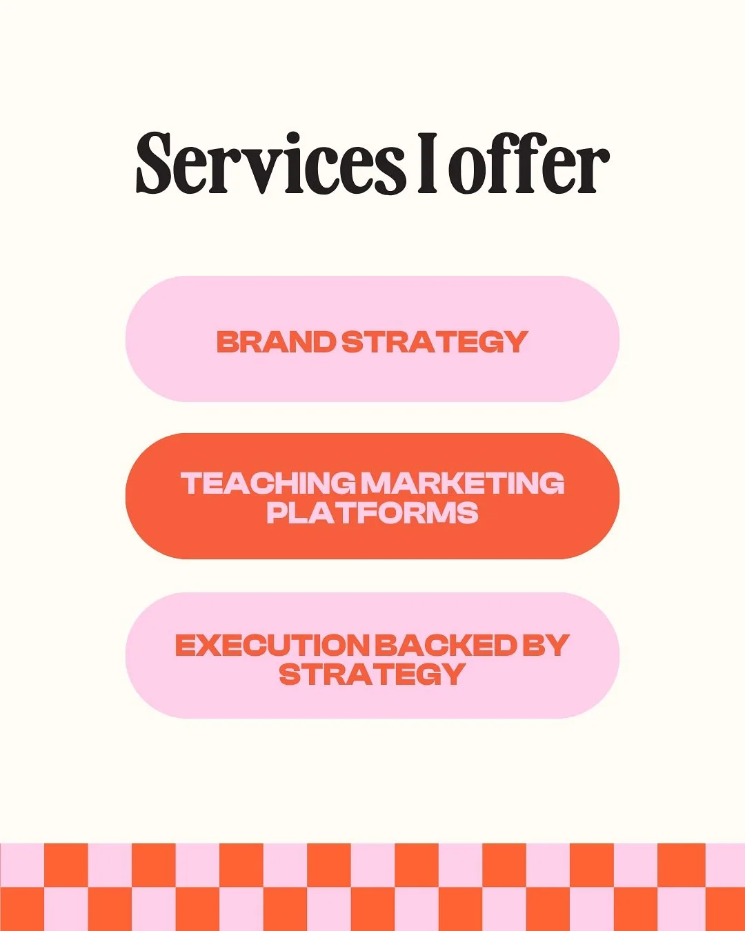 Curious about my marketing services? 👀 
✨ Brand Marketing Strategy
-&gt; the thinking hat is on! We are taking you biz to the next level!

👩🏻&zwj;🏫 Teaching you marketing platforms 
-&gt; yes, no more beef between you and your website builder!

?
