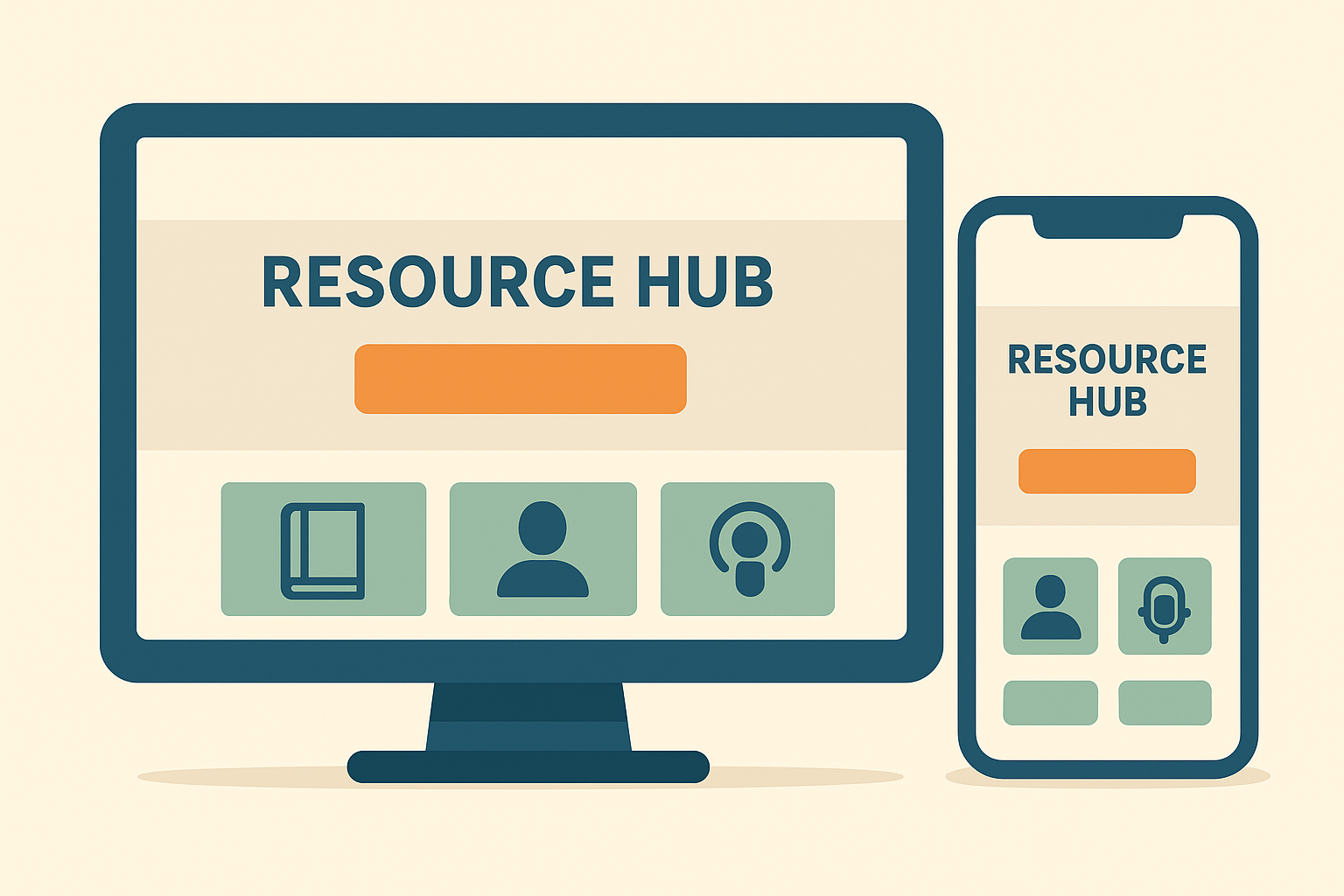 Illustration of sermon archives and devotionals—representing online discipleship tools for church members
