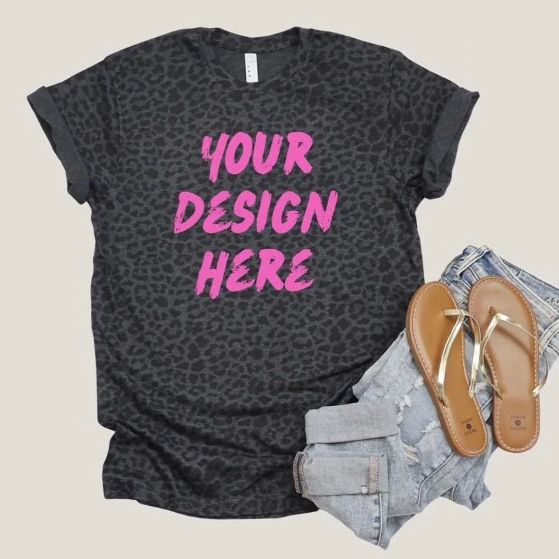 Black Leopard Print Tee – LAT 6901 Unisex