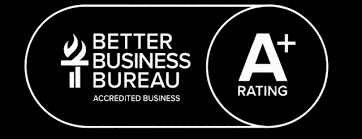 Logo for Better Business Bureau with accreditation and A+ rating