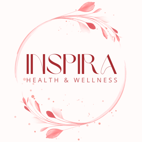 Logo for Inspira Health & Wellness featuring pink floral design and modern typography.