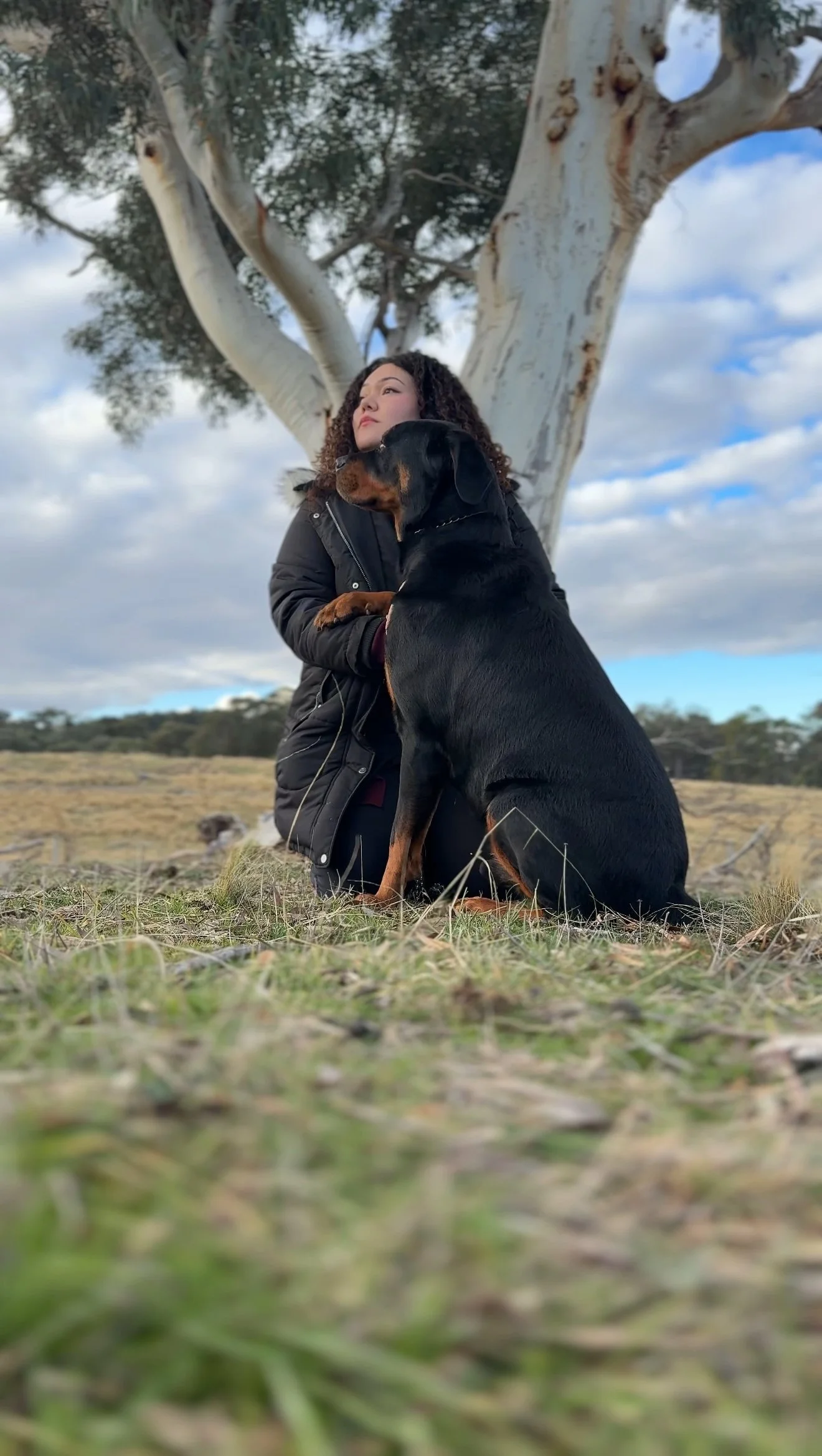 Creator of Daughter of Yore in nature with her loyal dog