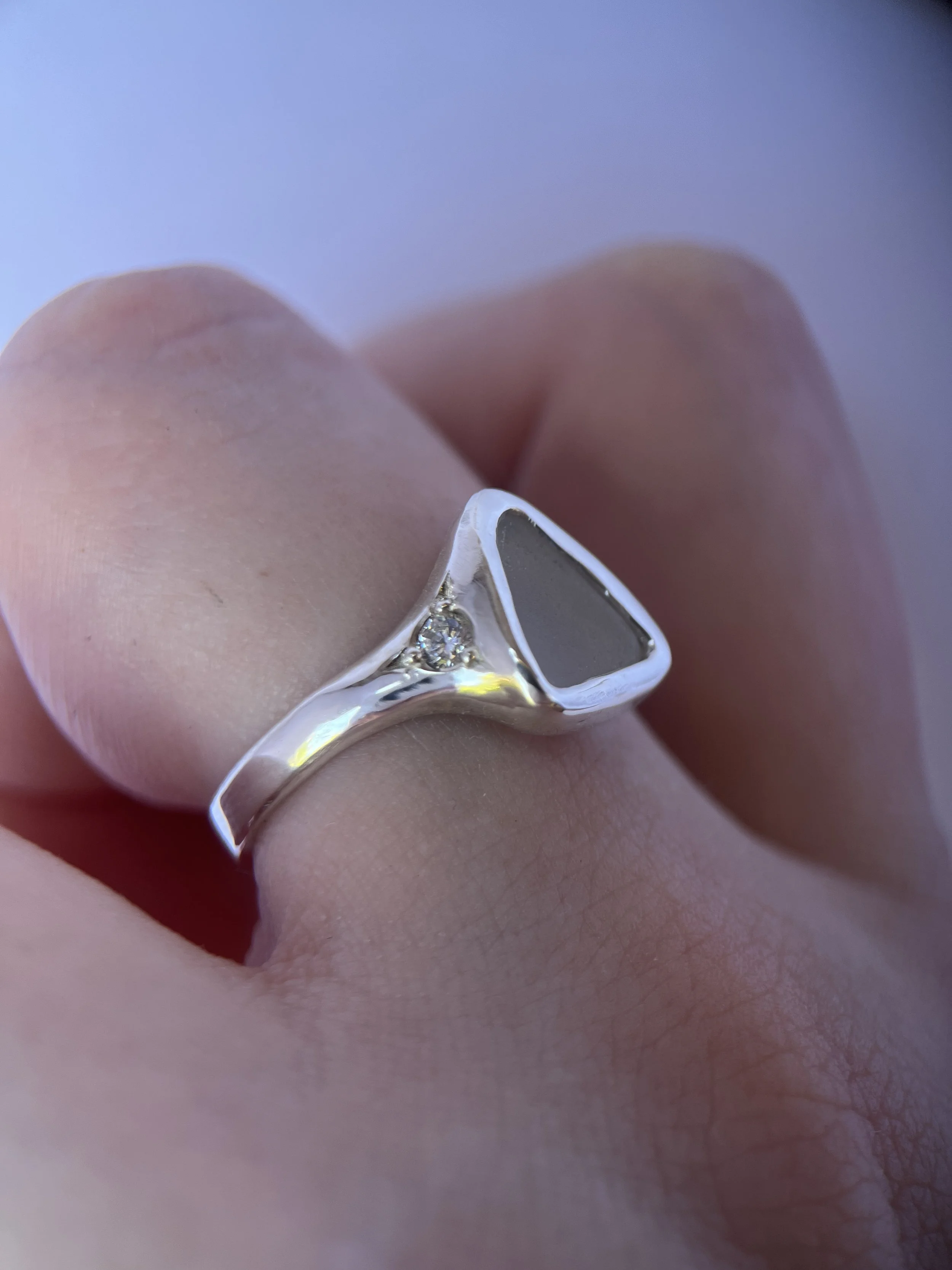 Seaglass & Sapphires 925 Silver
