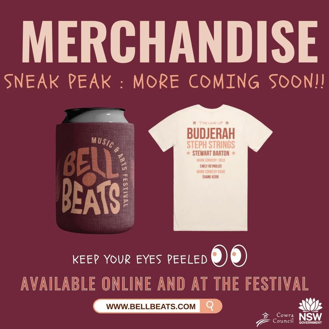 👀 Sneak peek time! Here&rsquo;s just a taste of the epic Bell Beats merch we&rsquo;ve got lined up! 

🔥 From bold tees to fresh accessories, it&rsquo;s all about taking the vibe with you. 

Dropping online soon or grab it at the festival! 

Don't f