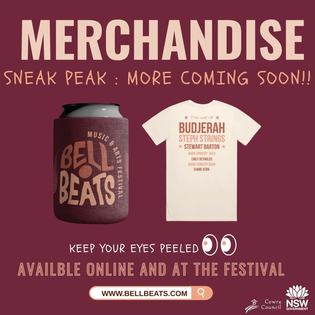 👀 Sneak peek time! Here&rsquo;s just a taste of the epic Bell Beats merch we&rsquo;ve got lined up! 

🔥 From bold tees to fresh accessories, it&rsquo;s all about taking the vibe with you. 

Dropping online soon or grab it at the festival! 

Don't f