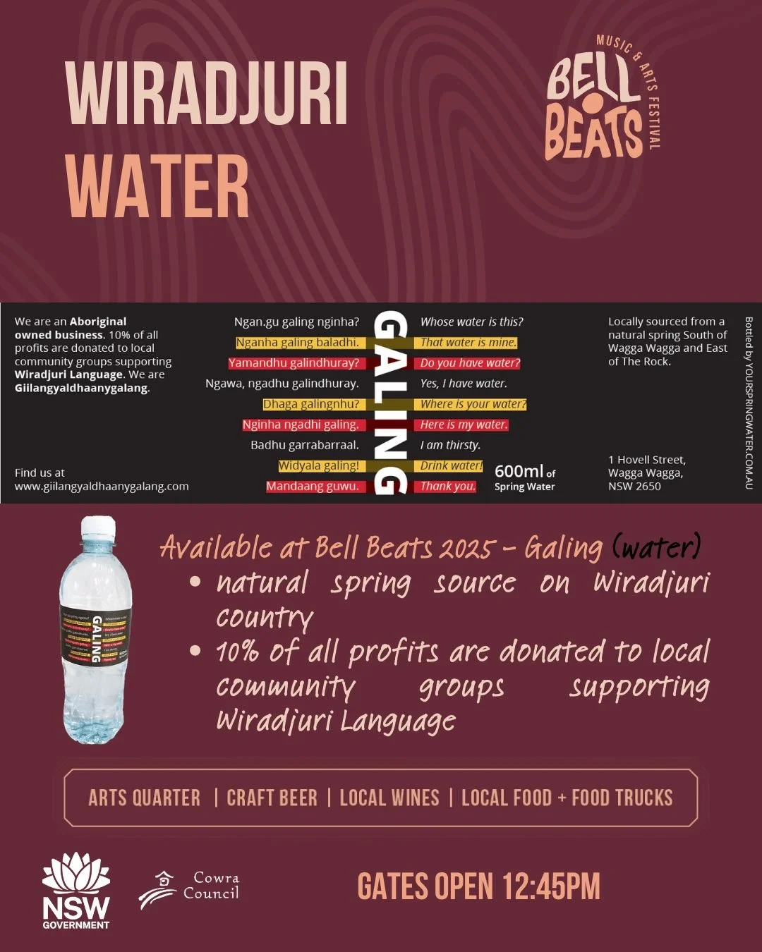 💧✨ Stay Refreshed at Bell Beats with Galing Water! ✨💧

We&rsquo;re excited to have Galing Water joining us at the Bell Beats Festival, keeping you cool and hydrated while you enjoy all the music, art, and festival fun!

Pure, crisp, and naturally r