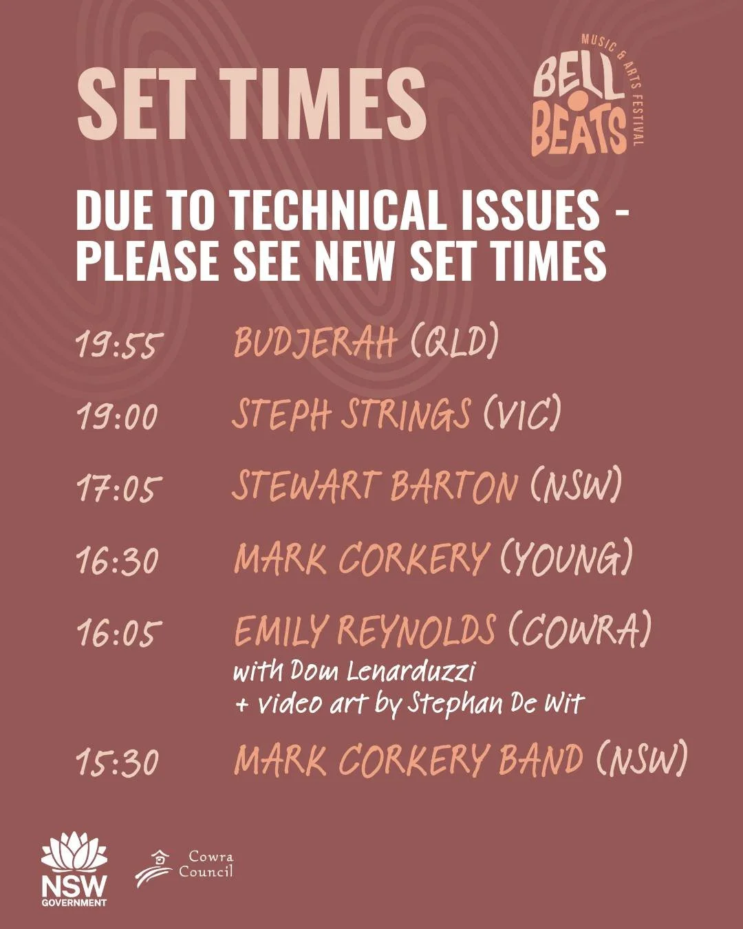 📣 Important Update: New Set Times for Bell Beats Festival 🎶

Due to technical difficulties, the set times for the Bell Beats Festival have been updated. We appreciate your patience and understanding.

👉 Please check the updated schedule to make su