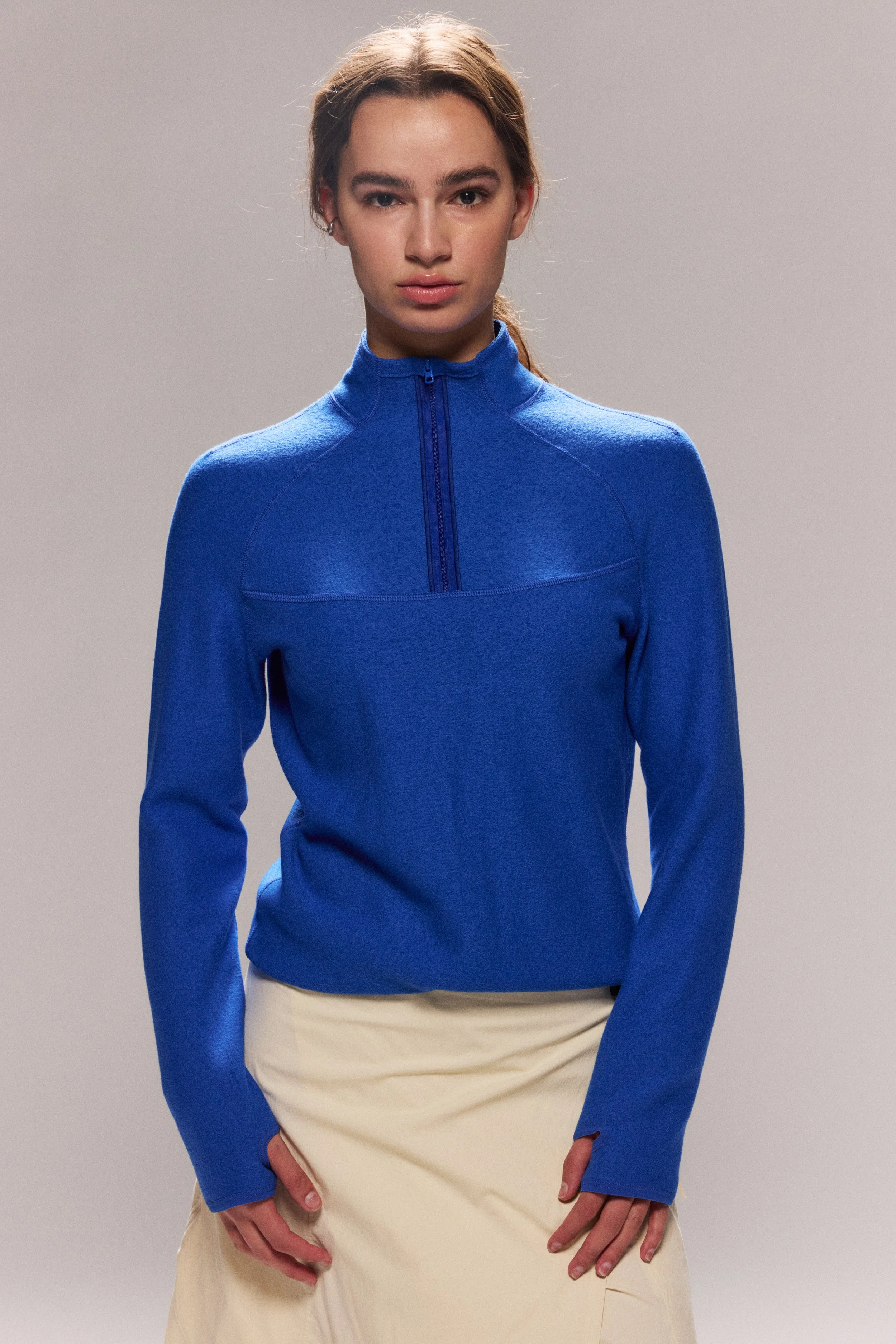 Plein Air Merino Midlayer Quarter-Zip: Earth & Cobalt