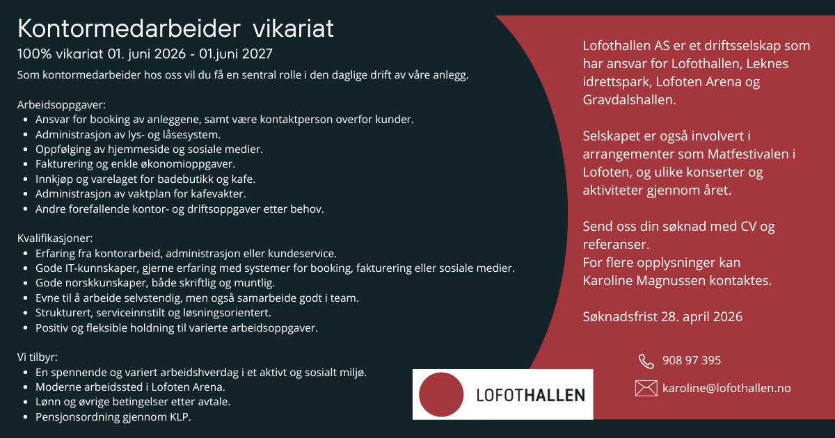 Kontormedarbeider - vikariat