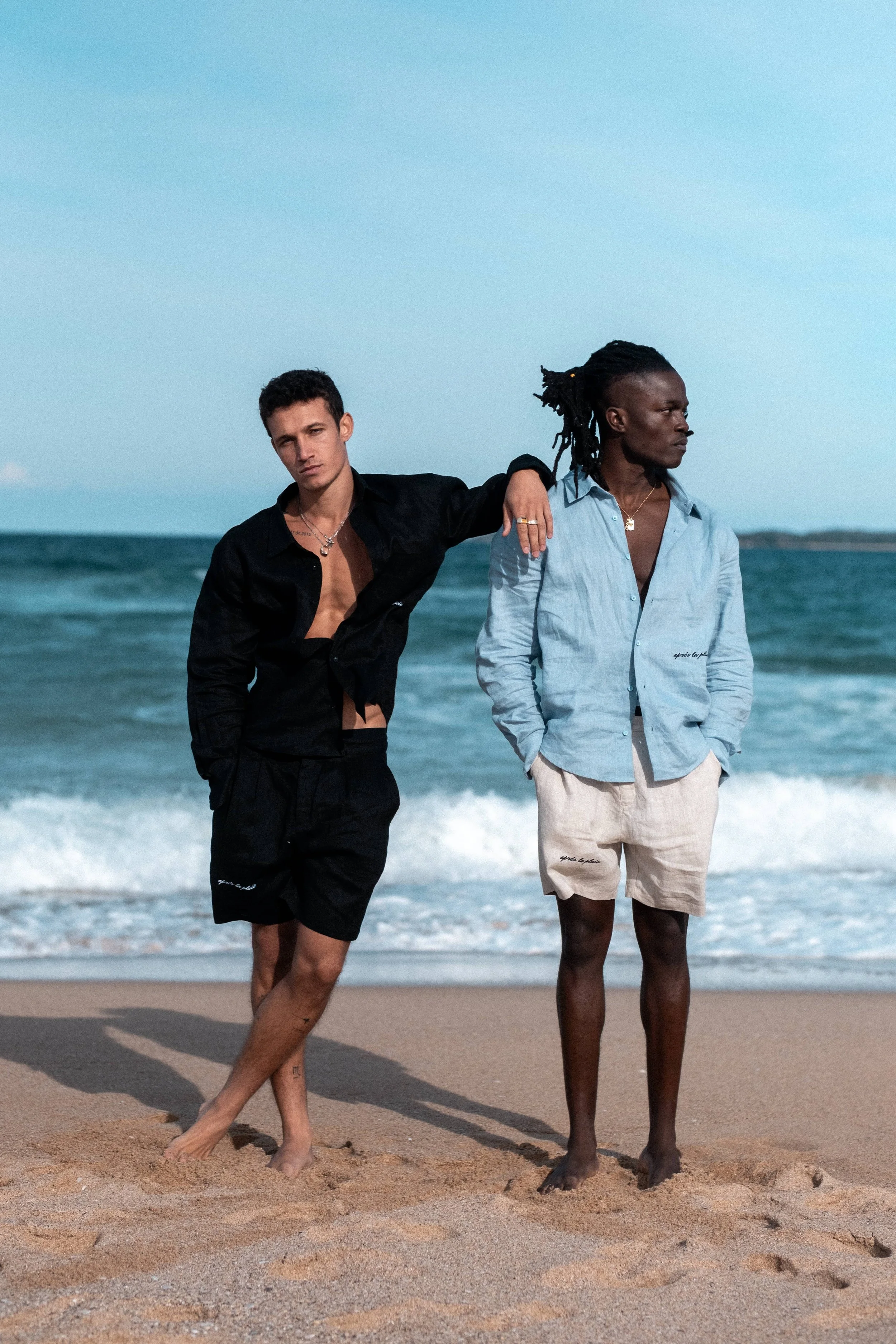 Black Blue Linen Shirt Beach Shoulder.jpg