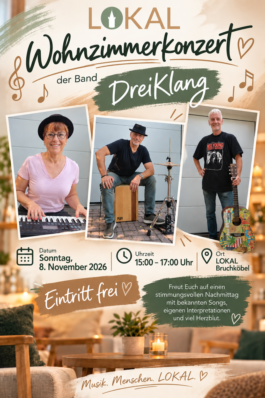 LOKAL.BAND: Wohnzimmerkonzert mit dem Trio Dreiklang
