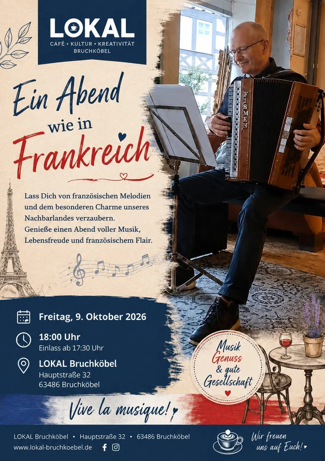 Französischer Chanson und Musette Abend mit Akkordeon 